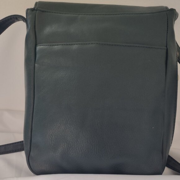 Leather Messenger Crossbody Shoulder Handbag Satchel Dark Green - Picture 14 of 15